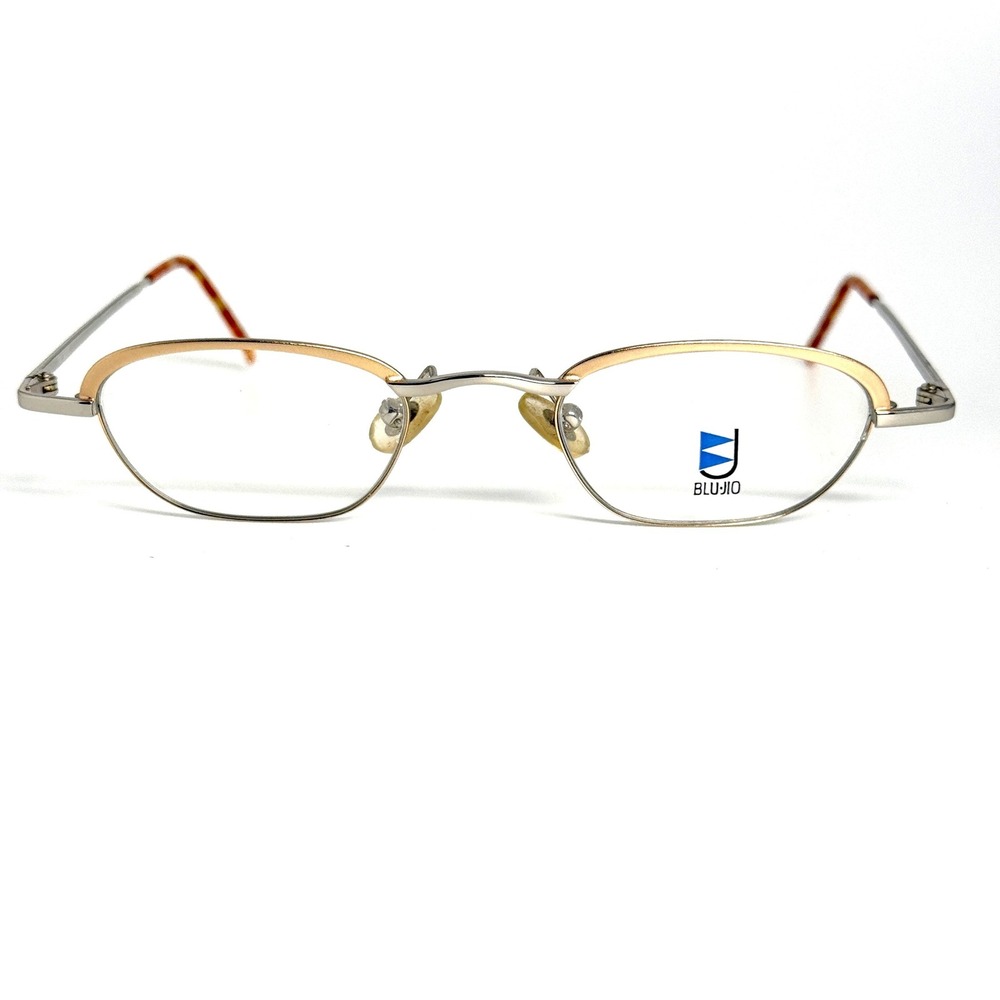 Blu-Jio BJ1100 2 Silver‎ Gold Oval Eyeglasses Frames 43-20-135 Tortoise Tips